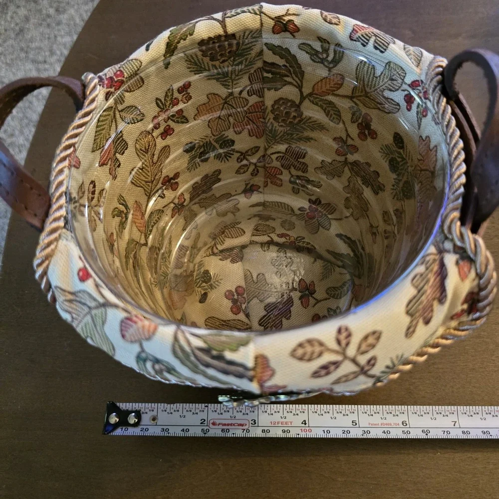 Longaberger‎ Sm Fruit Basket Set  Merlot Autumn Path Pewter Autumn Leaves Tie-On